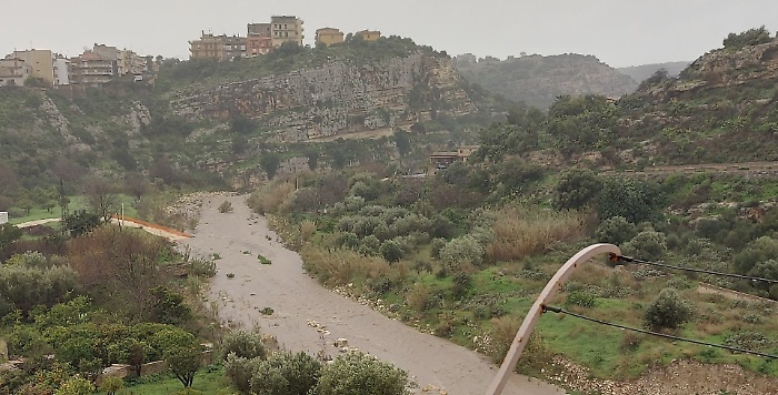 Scicli, the level of the stream bordering the city rises