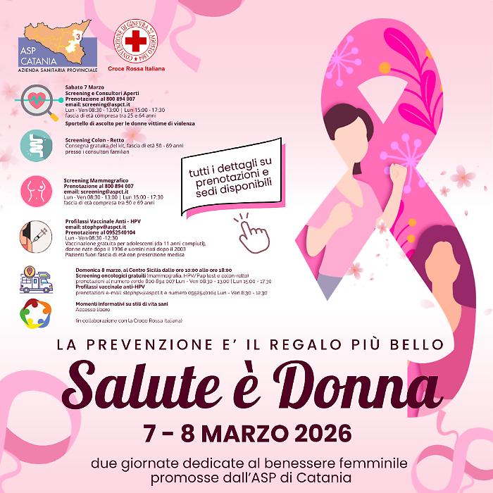 Health is Woman: prevention in Catania with free screenings and vaccines on March 7 and 8
