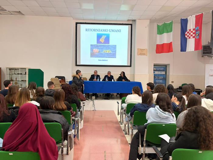 Modica and the conference on the theme "Let's Return to Being Human," at the Verga Institute with doctor Pietro Bartolo.