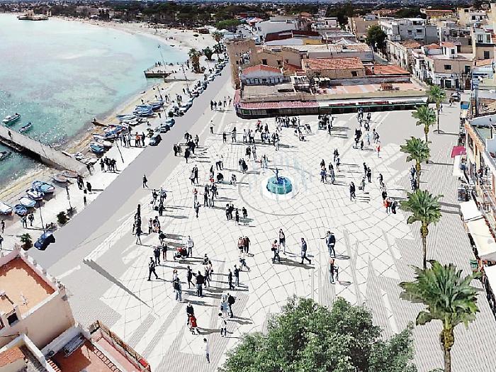 The works for the 'new' square of Mondello, aid for merchants